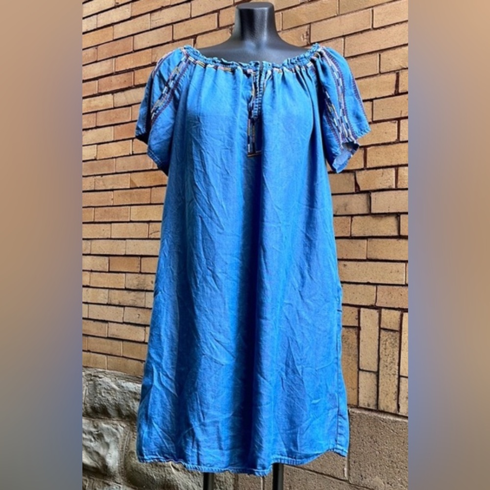 Knox Rose boho embroidered chambray dress Size Large